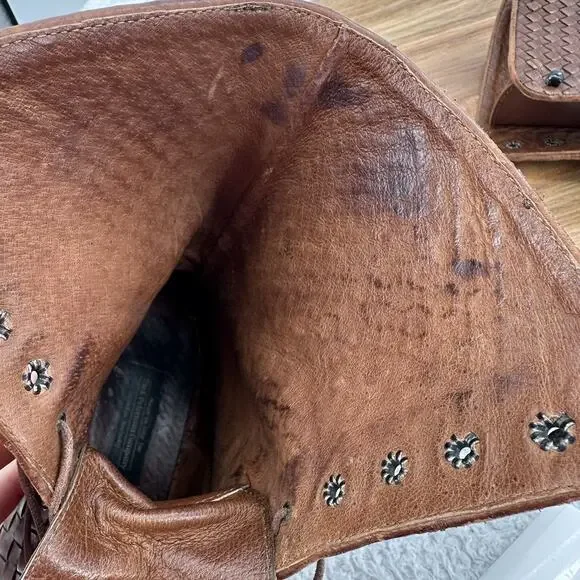 J. Peterman Boots Womens 7.5 Brown Leather Weaved Granny Victorian Academia - Picture 14 of 16